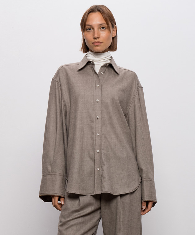 Brunello Cucinelli Бежевая рубашка из шерсти MP550M1M06 изображение 3