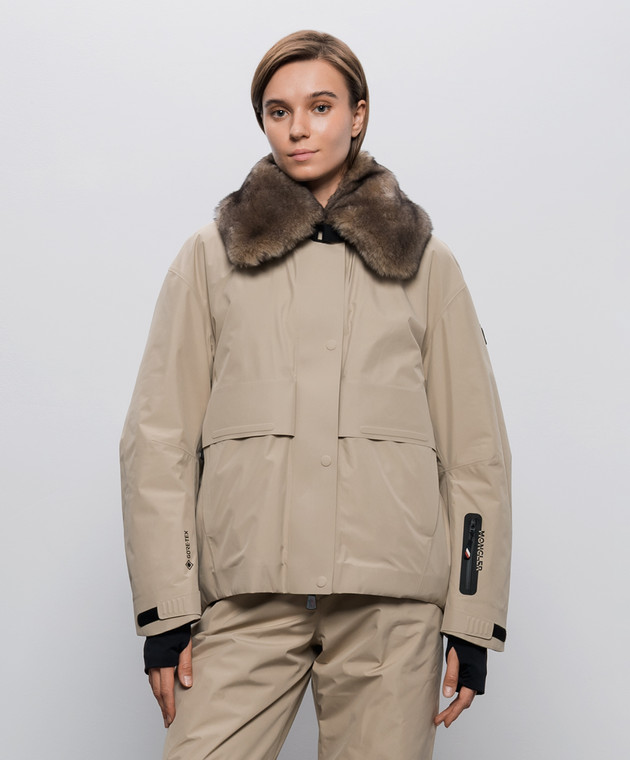 Moncler Grenoble Бежевая горнолыжная куртка Caurel GORE-TEX с мехом L20981A00005597MR изображение 3