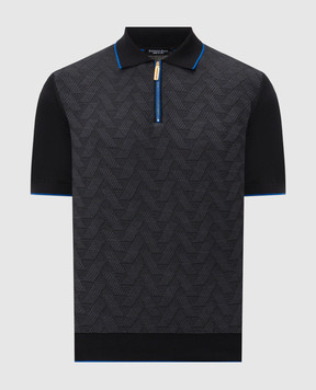 Stefano Ricci Чорне поло з шовком з блискавкою K212034P31F26190