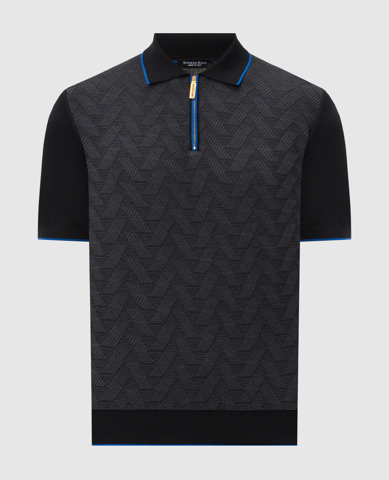 Черное поло с шелком с молнией