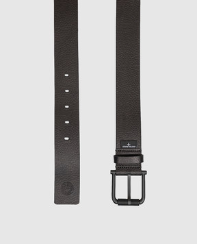 Stone Island Черный кожаный ремень с эмблемой L2S159300002S0072