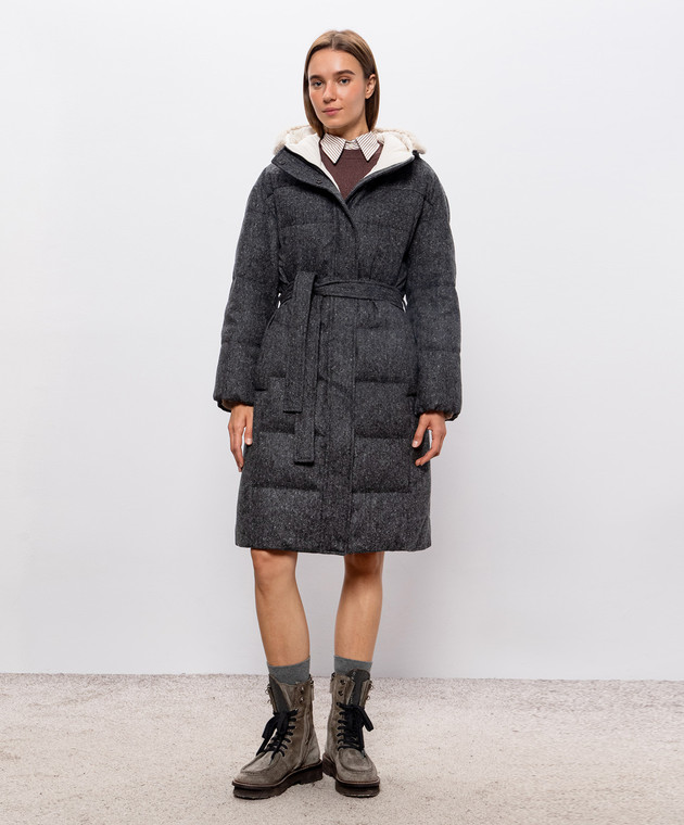 Brunello Cucinelli Серый пуховик с шерстью MD0029607 изображение 3