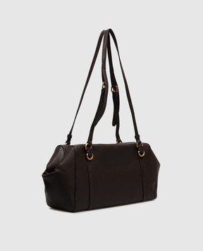 Gianni Chiarini Коричнева шкіряна сумка-тоут TERRY з логотипом BS12231COMMGRN