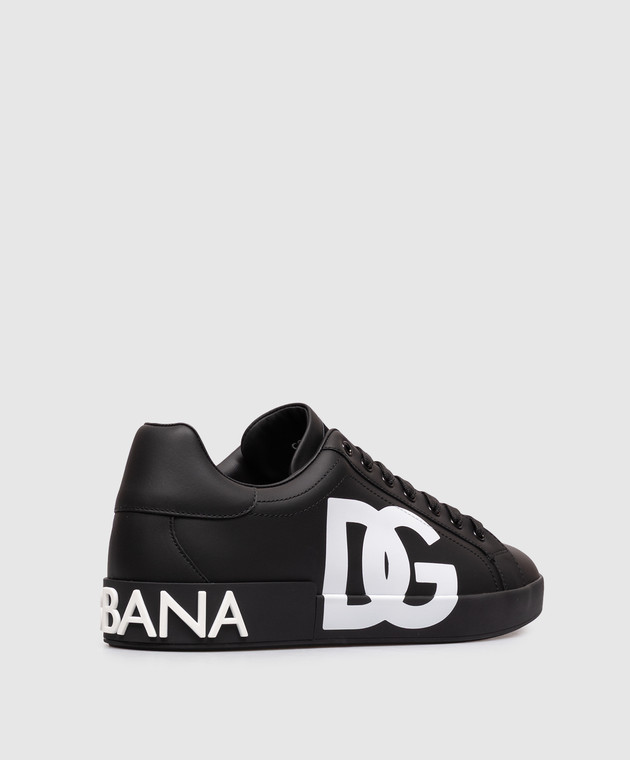 Dolce&Gabbana Чорні шкіряні кросівки Portofino з контрастною монограмою CS1772AC330 зображення 3