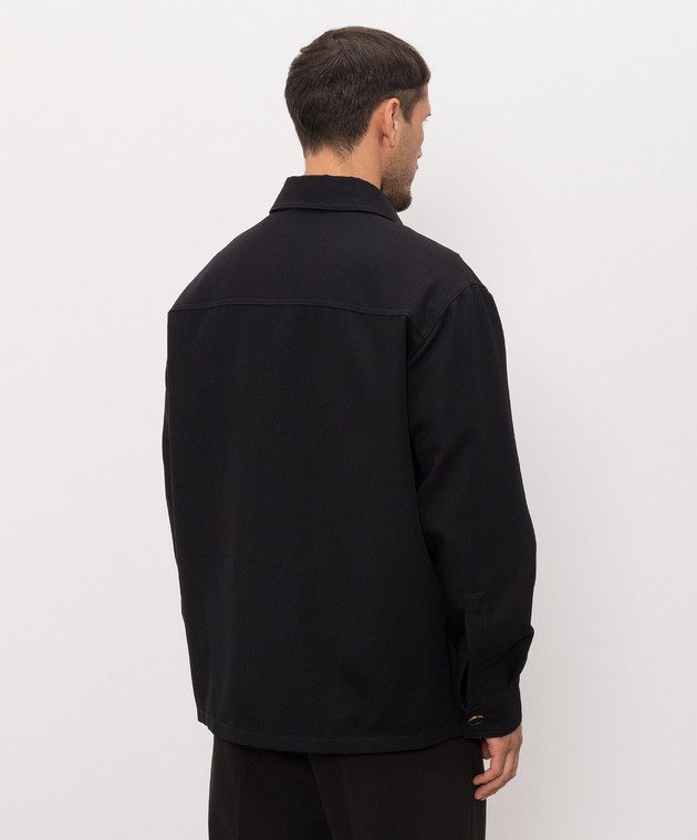 Balmain Черная куртка из шерсти в стиле рубашки HH1TH891WD69 изображение 4