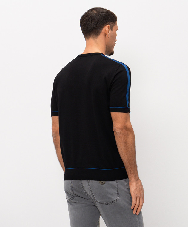 Stefano Ricci Черная футболка с шелком K818119G10F26285 изображение 4