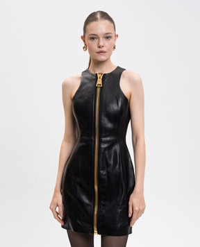 Balmain Чорна шкіряна сукня міні FF0R5198LD63