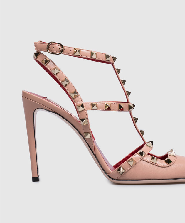 Valentino Рожеві шкіряні босоніжки Rockstud 9W2S0PV4WZD зображення 5