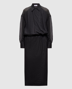 Brunello Cucinelli Серое платье из шерсти MP550AB1A2