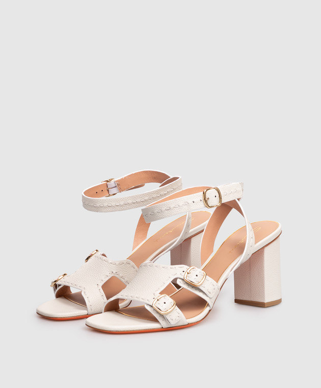 Santoni Білі шкіряні босоніжки Didi WHWT72116HA2TWKA зображення 2