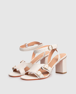 Santoni Білі шкіряні босоніжки Didi WHWT72116HA2TWKA