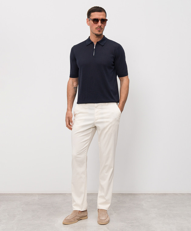 Castangia dal 1850 Синее поло с шелком DBPZ1S26 изображение 2