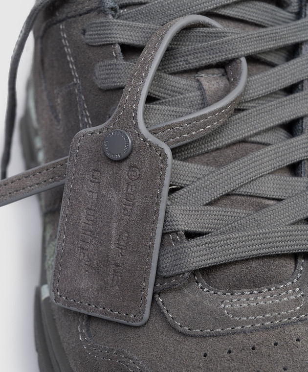 Off-White Серые замшевые кроссовки Out Of Office OMIA189S26LEA006 изображение 5