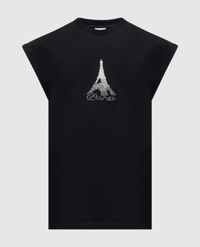 Vetements Черная футболка без рукавов Paris ME76TR262B