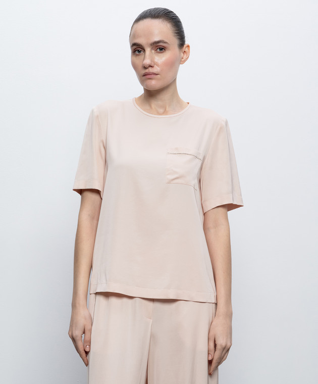 Peserico Розовая футболка с цепочкой мониль S0651901930 изображение 3