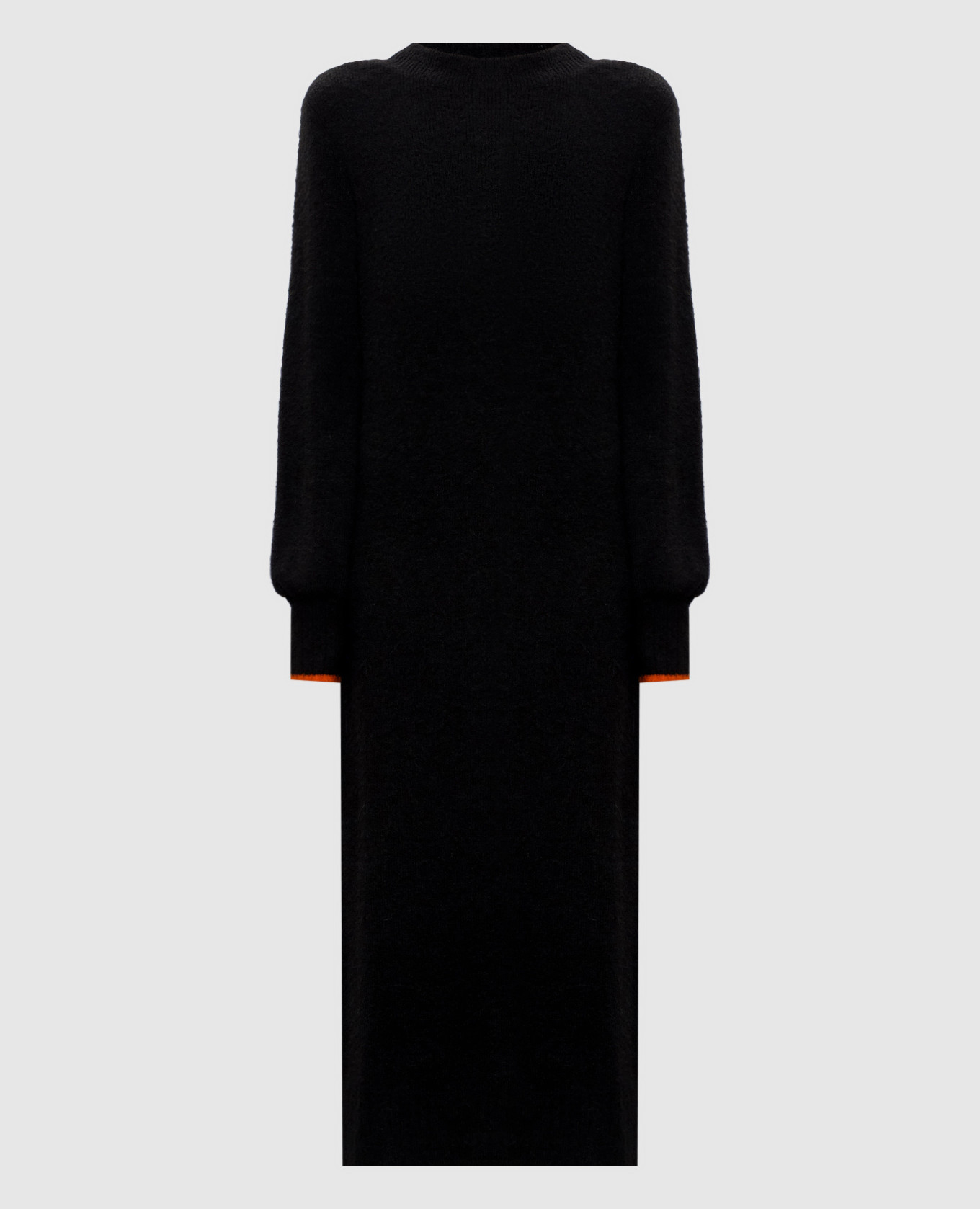 

Черное платье с шерстью с логотипом, Черный, Повседневные платья