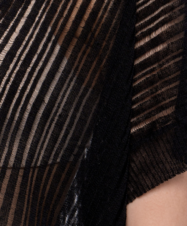 UMA WANG Чорний топ з льону UK7122 зображення 5