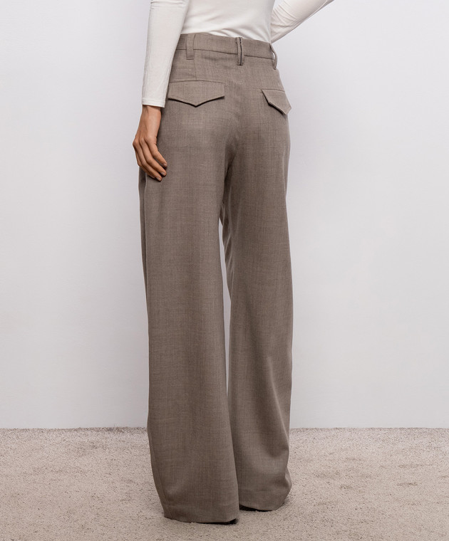 Brunello Cucinelli Коричневые брюки из шерсти с цепочкой мониль MP550P9026 изображение 4