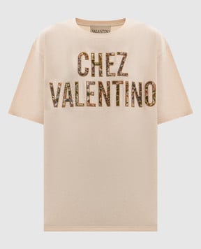Valentino Бежева футболка з нашивкою 8B3MG26AA5J