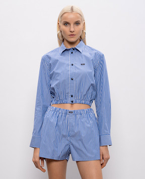 Vetements Синяя укороченная рубашка в полоску WE76SH383NS