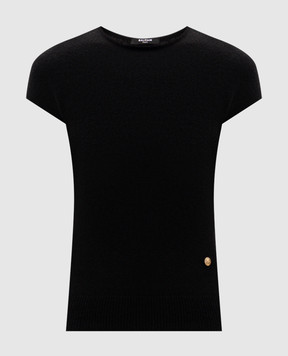 Balmain Черный топ из шерсти HF1ALB45KI87