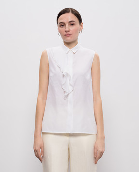 Peserico Белый топ с шелком с воланом A0811608372