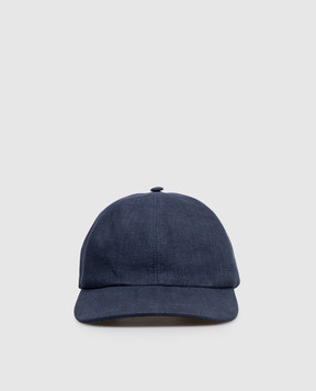 CAPOBIANCO Синя кепка з льону з логотипом 20MC1LL00