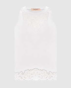 Twinset Білий топ з вишивкою рішельє 261TP2441