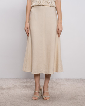 Peserico Бежева спідниця міді з льоном A0504605435