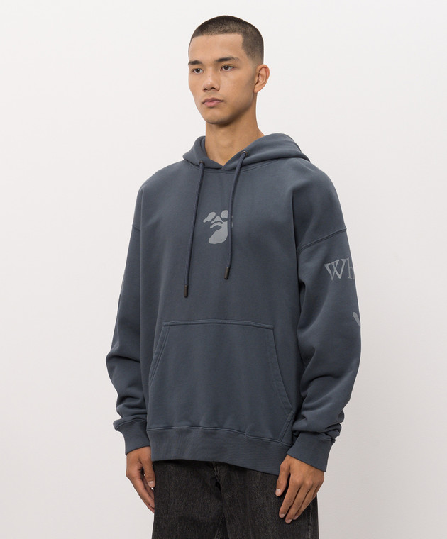 Off-White Синие худи с брендовым принтом 44MBB085F26F002 изображение 3