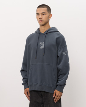 Off-White Синє худі з брендовим принтом 44MBB085F26F002
