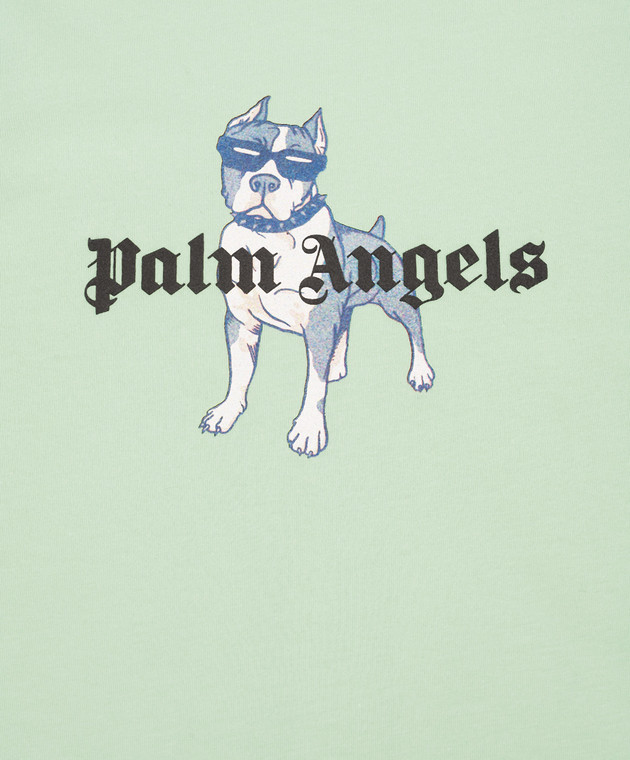 Palm Angels Дитяча зелена футболка з брендовим принтом PBAA003S26JER008 зображення 3