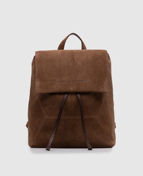 Brunello Cucinelli Коричневий замшевий рюкзак з тисненням логотипа MBDLB2826P