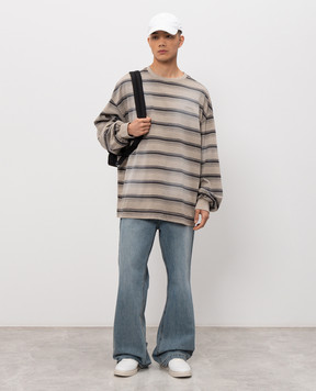 Juun.j Бежевий лонгслів в смужку з вінтажним ефектом JC6241P01A