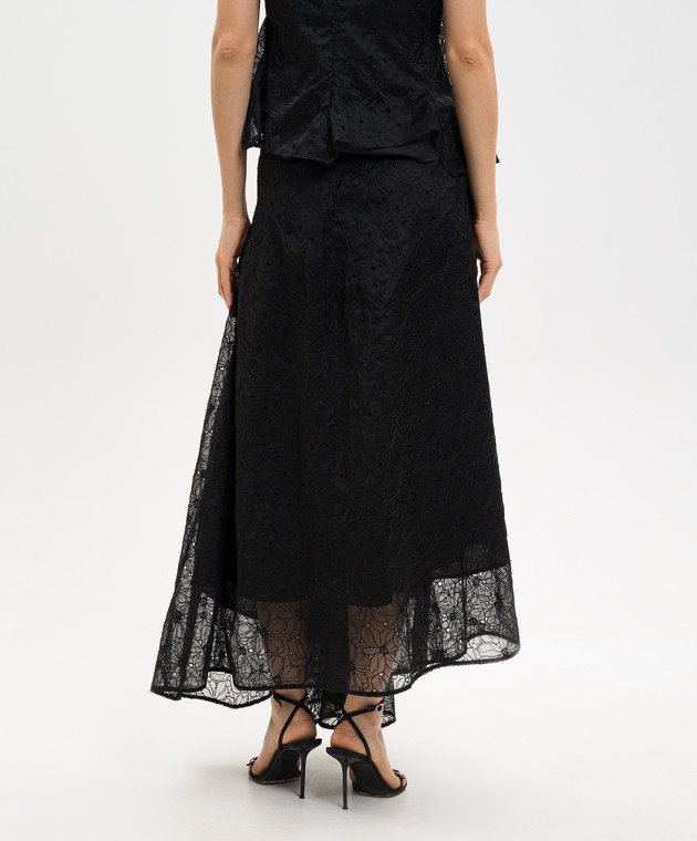 Marc Le Bihan Чорна асиметрична спідниця з шовком в квіткову вишивку 2572 зображення 4