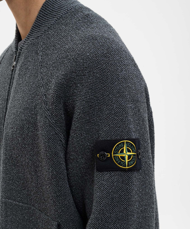Stone Island Сірий кардиган з патчем логотипа L1S155100019S00N9 зображення 5