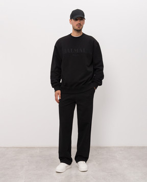 Balmain Чорний світшот з вишивкою логотипа HH1JQ130BD60