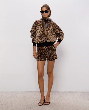Dolce&Gabbana Коричневые худи в леопардовый принт F9U48TFS785