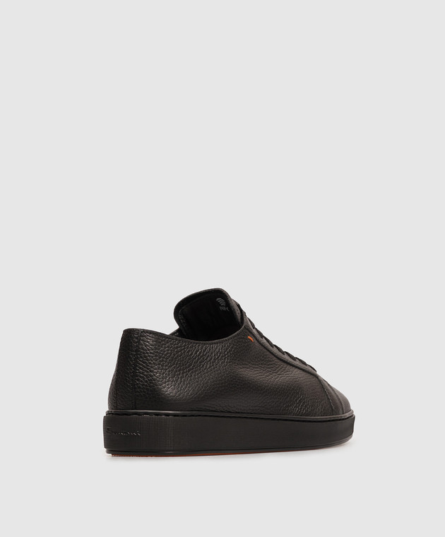Santoni Черные кожаные кроссовки с патчем логотипа MBCD21571NEAKMMD изображение 3