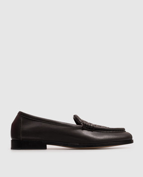 Bottega Veneta Темно-коричневые кожаные лоферы Intrecciato 876126VBSDO