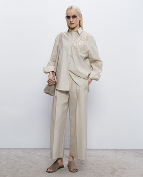 Brunello Cucinelli Бежевая рубашка с пайетками M0F79RJ926