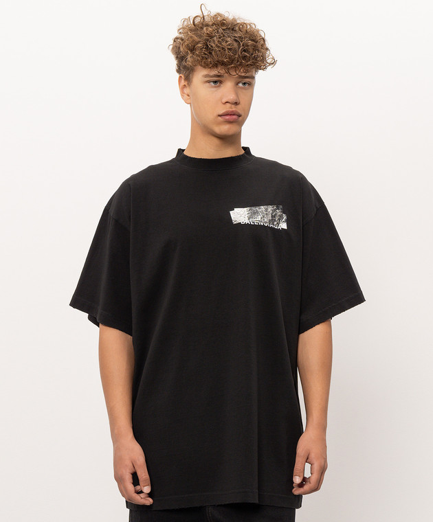 Balenciaga Чорна футболка Silver Tape 850345TVVE2 зображення 3