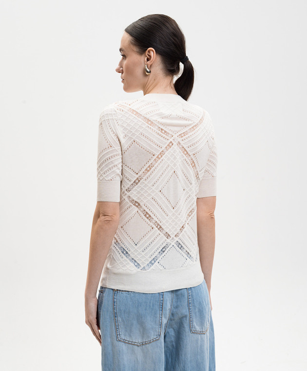 Ermanno Scervino Топ цвета айвори с шелком D485L759APIJG изображение 4