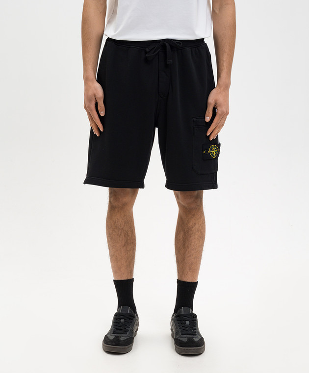 Stone Island Чорні шорти з патчем логотипа L1S156200011S0051 зображення 3