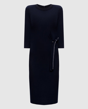 Peserico Синя сукня з вовною з ланцюжком моніль S02064J07551A