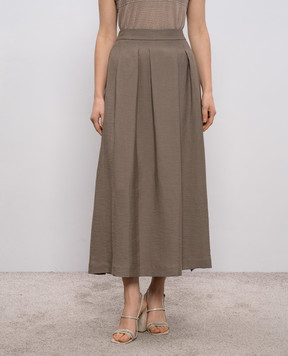 Peserico Коричнева спідниця міді з льоном A0511105435