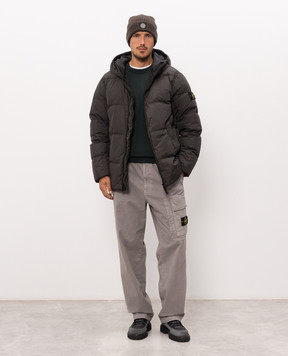 Stone Island Сірий пуховик з патчем логотипа L2S154100037S0A23