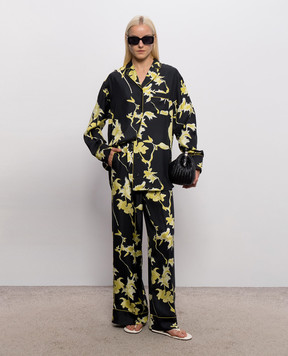 Max Mara Sportmax Черные брюки PIOGGIA из шелка в пижамном стиле SPXPIOGGIA