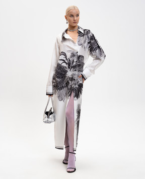 The Attico Белое платье-рубашка из шелка в принт 260WCW00257SSS028PR