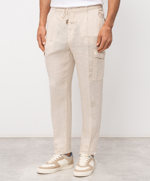 Peserico Бежевые карго из льна R54275T00D02494 изображение 2